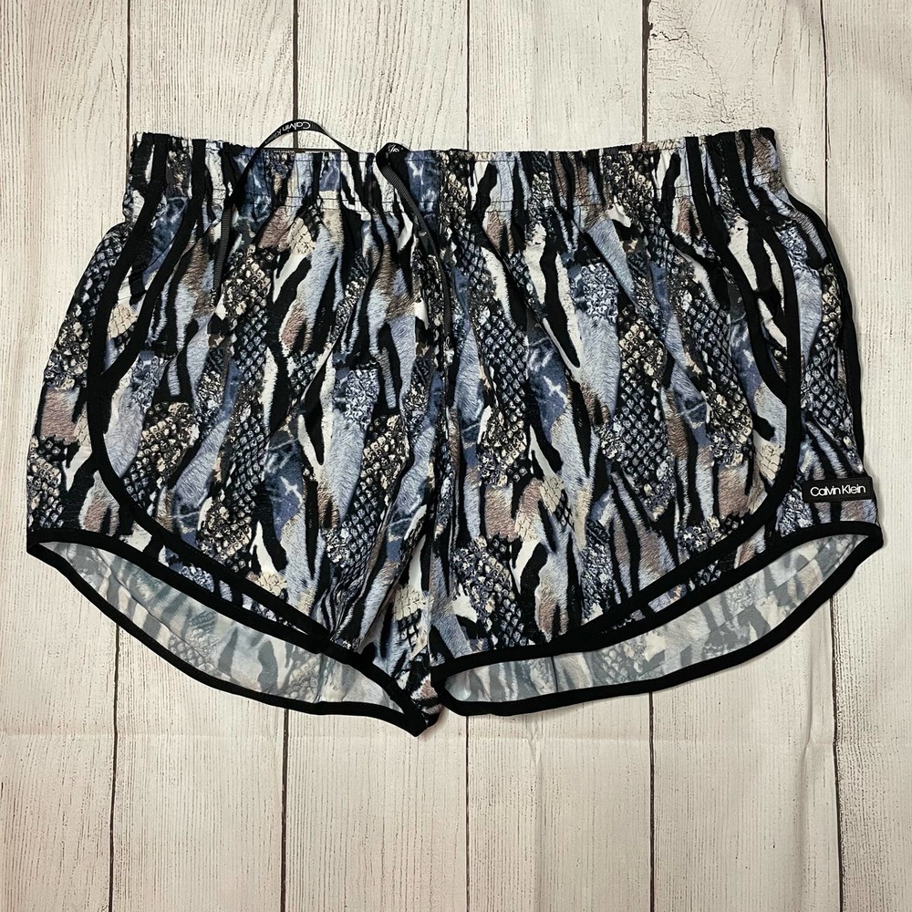 CK Calvin Klein NWT Women's Large Animal Patterned Lined Athletic Running Shorts